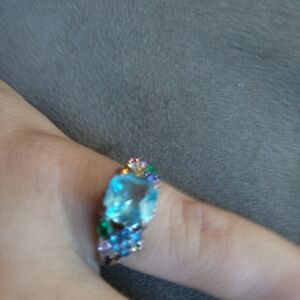 Vibrant Blue and Multicolor Gemstone Ring